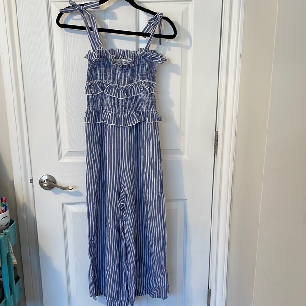 Elegant Blue Striped Women's Jumpsuit